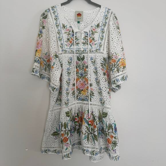 Farm Rio Sweet Bloom Bouquet Eyelet Cotton Cover-Up - Picture 3 of 10